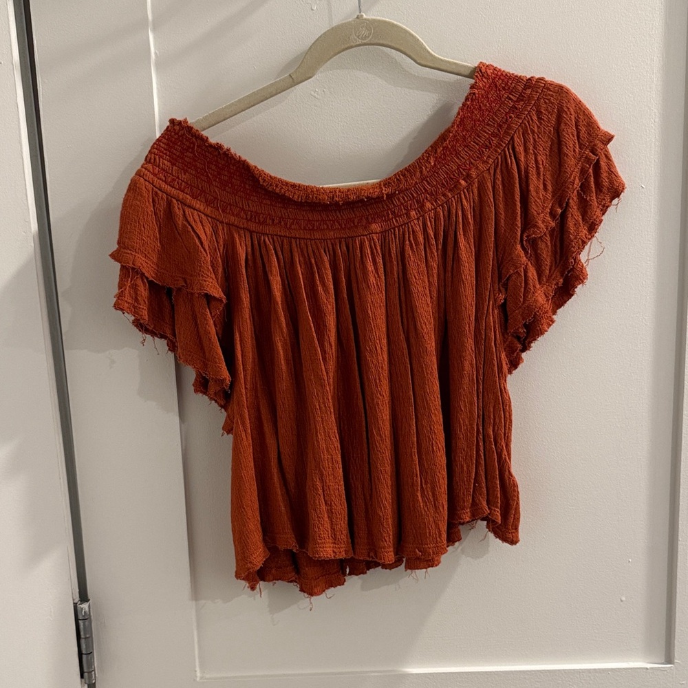 Free People Women's Off-Shoulder Rust Top